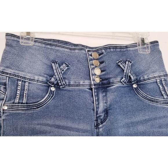 Mitzi Michel Embellished High Waisted 4-Button Skinny Jeans Sz 7 Juniors Sizing - Picture 2 of 10